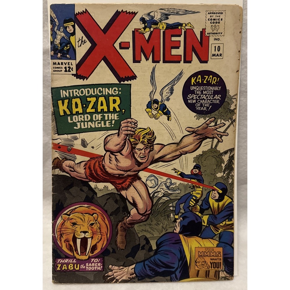The X-Men #10 Marvel Comics 1965 1st Silver Age Ka-Zar Stan Lee Jack Kirby Fine+